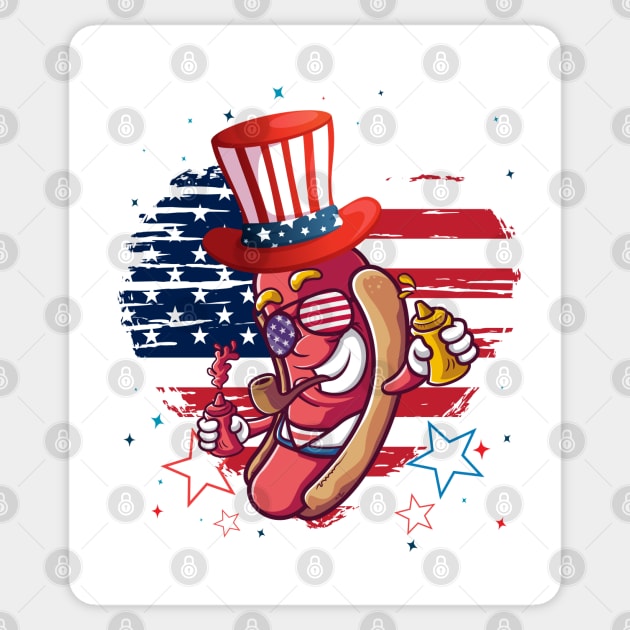 Funny 4th Of July 2021 Fourth Of July For Men's And Women's For 4th Of July Celebration Birthday Gift for hot dog's lovers Sticker by dianoo